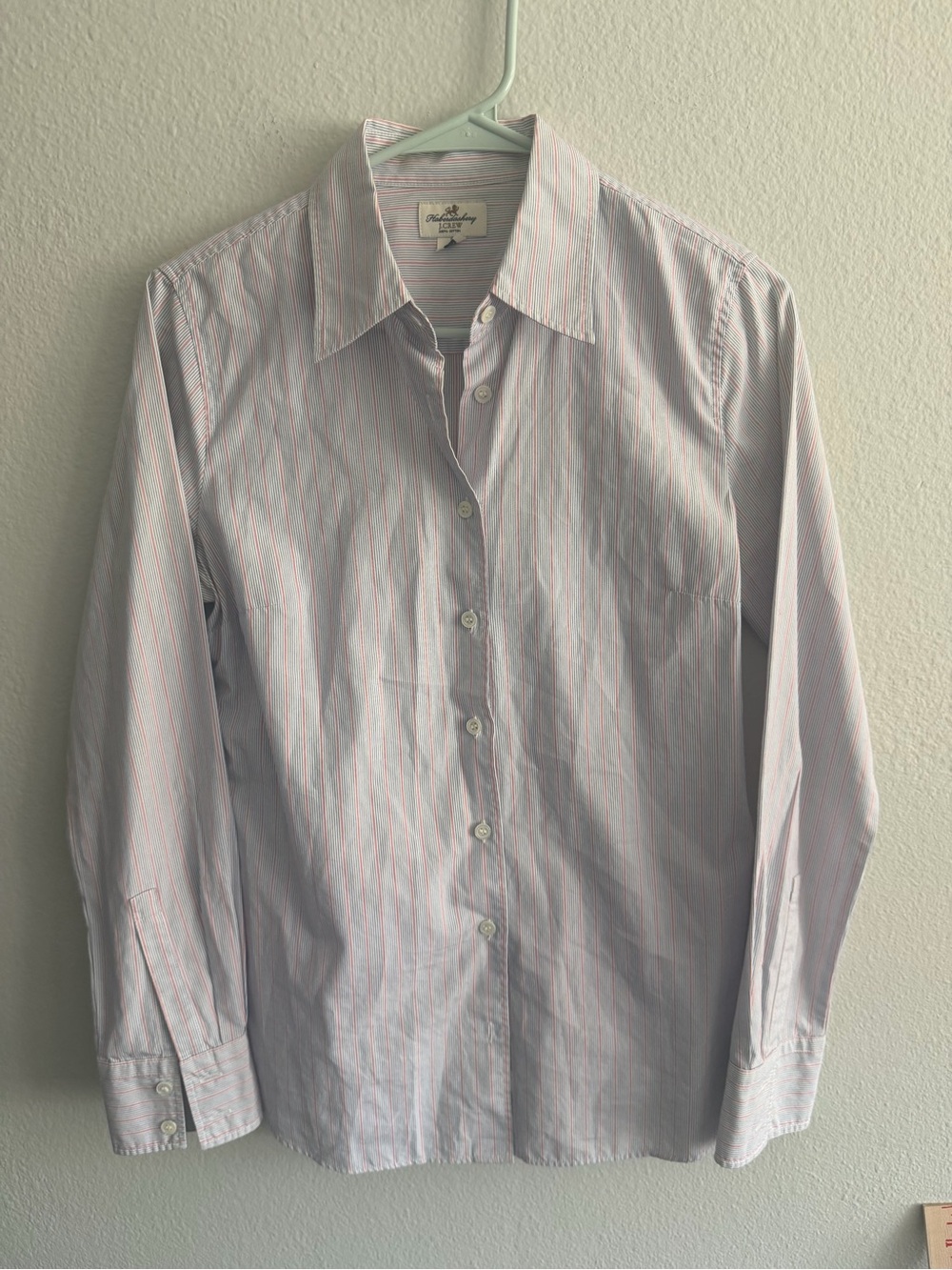 J. Crew Haberdashery 100% Cotton Pastel Light Striped Dress Shirt Coastal Size S